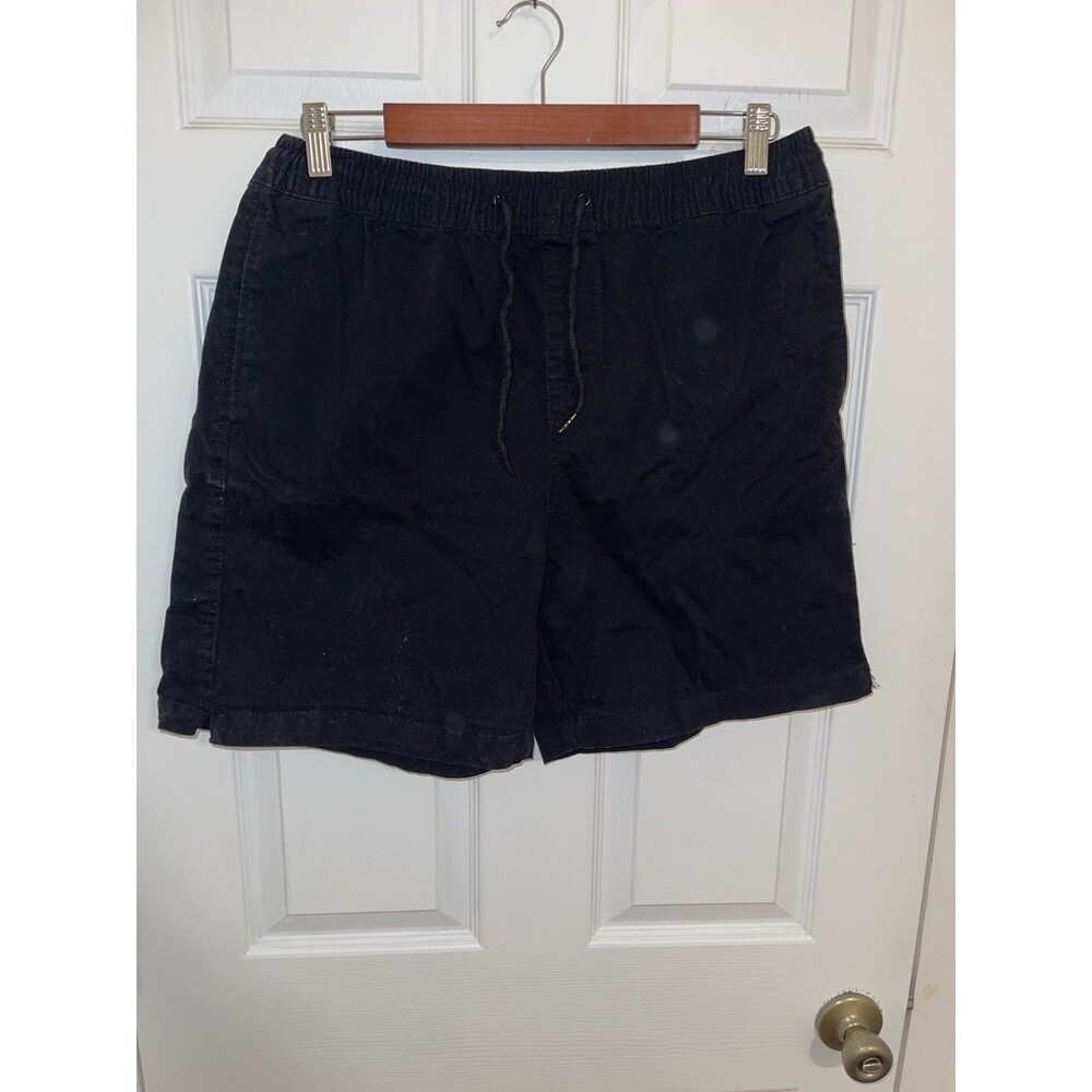 Forever 21 Shorts Mens Large Black Chino Drawstring Elastic Waist Casual Stretch